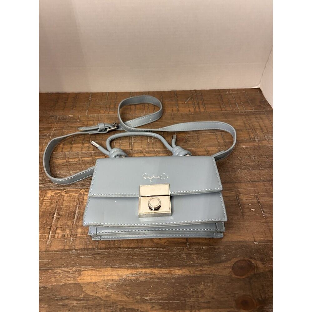 Shydiva Blue Gray single flap top handle crossbody purse handbag Lock Closure
